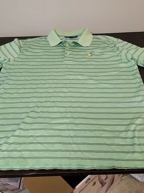 Masters polo Mens Size Large Green Stripe Golf